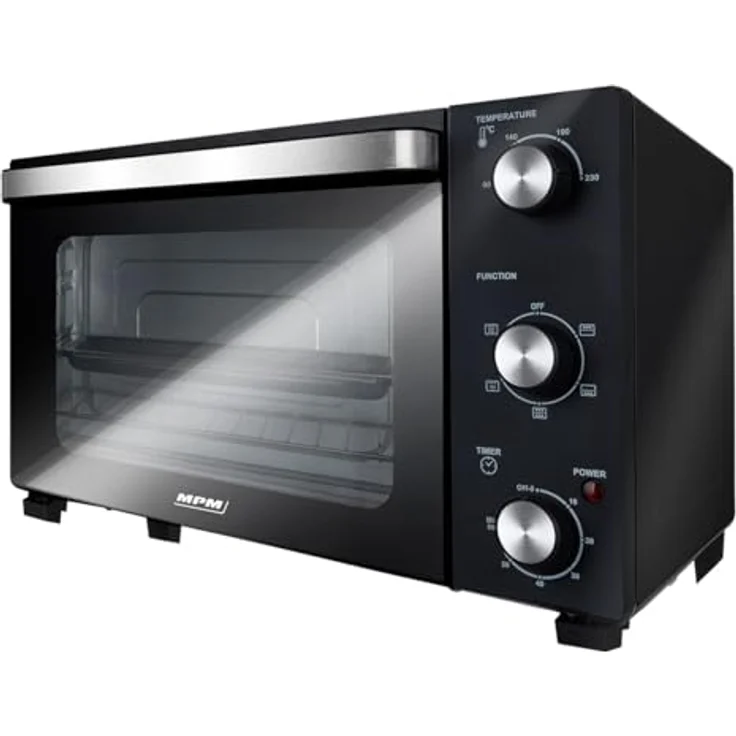 MPM MPE-14/T Mini Backofen 22L - Elektrobackofen 1300W mit Umluft und Doppelglas-Tür, Weiß – Bild 1