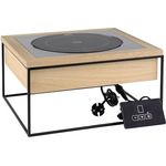 APS 12275 Induktionsstation, 4-tlg. Set, 900 Watt, mit Metallständer, Eichenholzrahmen und Edelstahlrahmen, 35,4 x 32,5 cm, Höhe 19 cm, in schwarz