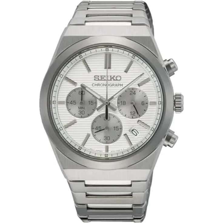 Seiko Herren Analog Quarz Uhr mit Edelstahl Armband SSB451P1, wasserdicht bis 100m, robustes Edelstahlgehäuse, kratzfestes Saphirglas – Bild 1