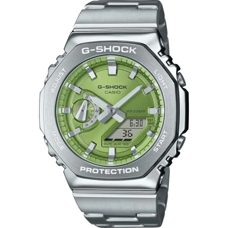 Casio G-Shock GM-2110D-3AER Classic Herrenuhr mit 24 Stunden Anzeige und Stoppuhr, grün