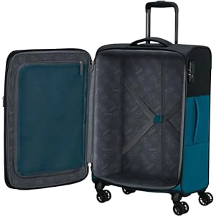 American Tourister Daring Dash - Spinner M, Erweiterbar Koffer, 66.5 cm, 67/75 L, Schwarz/Blau – Bild 5