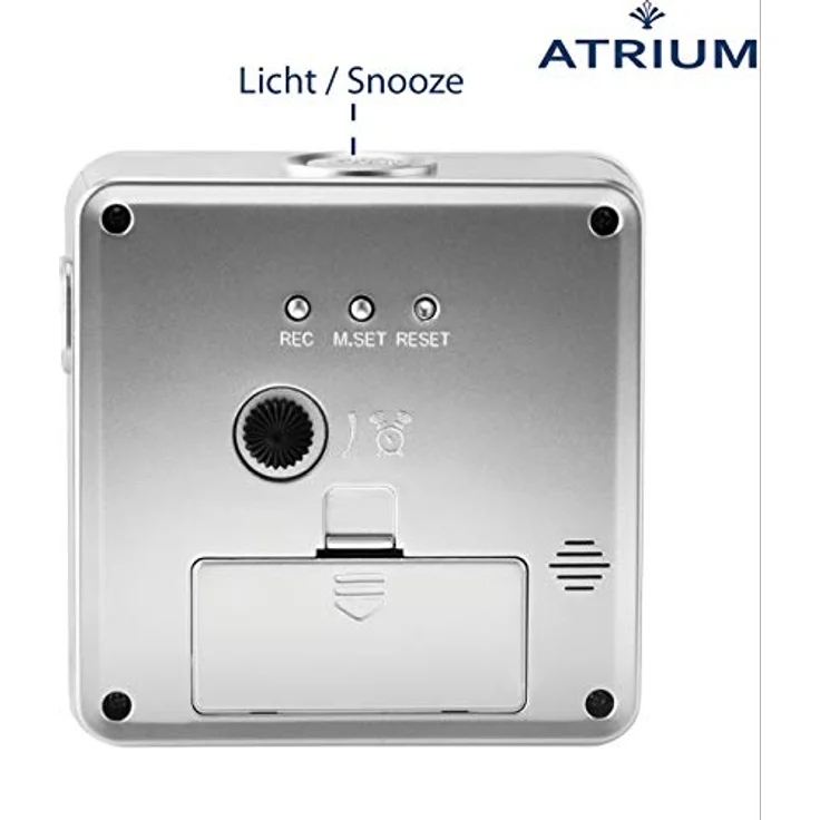 Atrium A660-19 Funkwecker Analog Quarz, lautlos ohne Ticken, mit Licht und Snooze, Silber – Bild 4