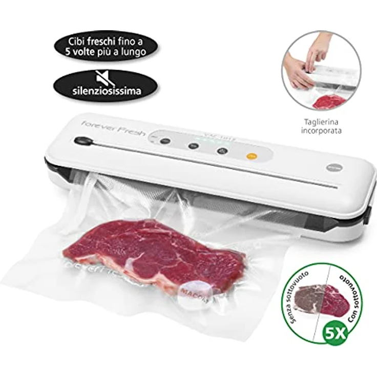 MACOM Forever Fresh VAC 1015 Superautomatisches Vakuumiergerät mit breiter Dichtleiste und integriertem Cutter, grau – Bild 2