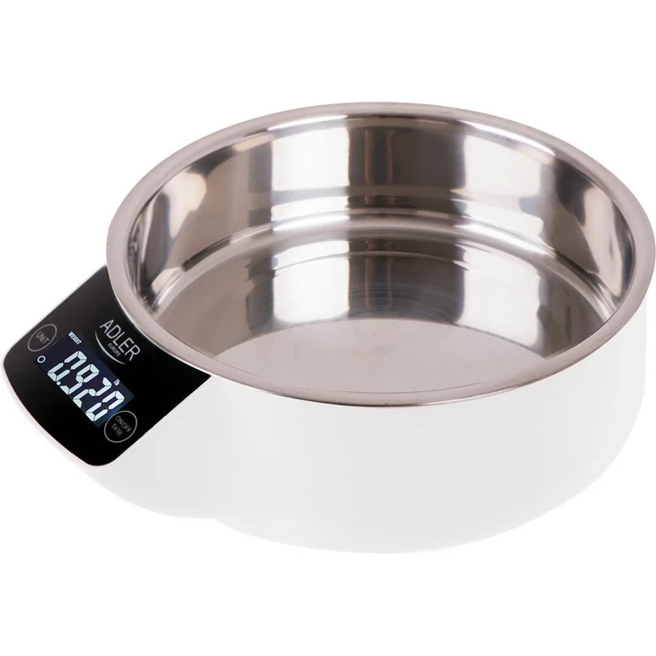 Adler AD 3166, Digitale Küchenwaage mit Edelstahlschüssel, 5 kg Kapazität, TARA-Funktion, LCD-Display