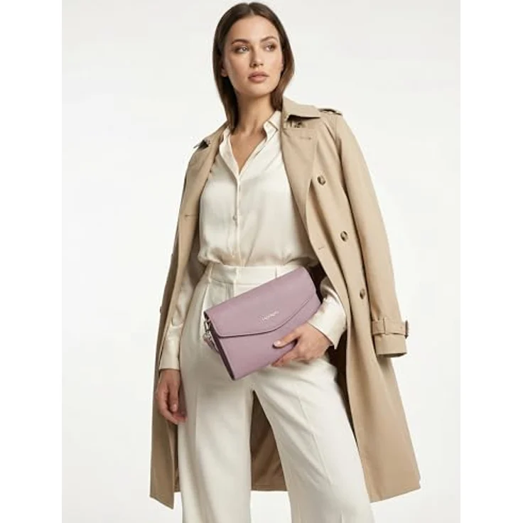 Lazarotti Bologna Leather Clutch, Umhängetasche aus 100% Leder, 23 cm, rosa – Bild 2