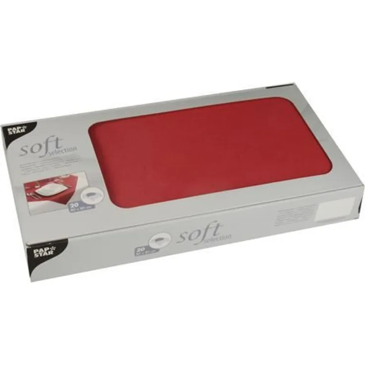 Papstar, 20 Mitteldecken, stoffähnlich, Vlies "soft selection" 80 cm x 80 cm rot, #82328