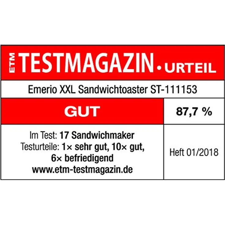 Emerio XXL Sandwich Toaster TEST GUT für alle Toastgrößen geeignet 4x große Muschelform für die ganze Familie Käse läuft nicht aus kein Verschmieren BPA frei 1300 Watt Sandwichmaker 4er – Bild 2