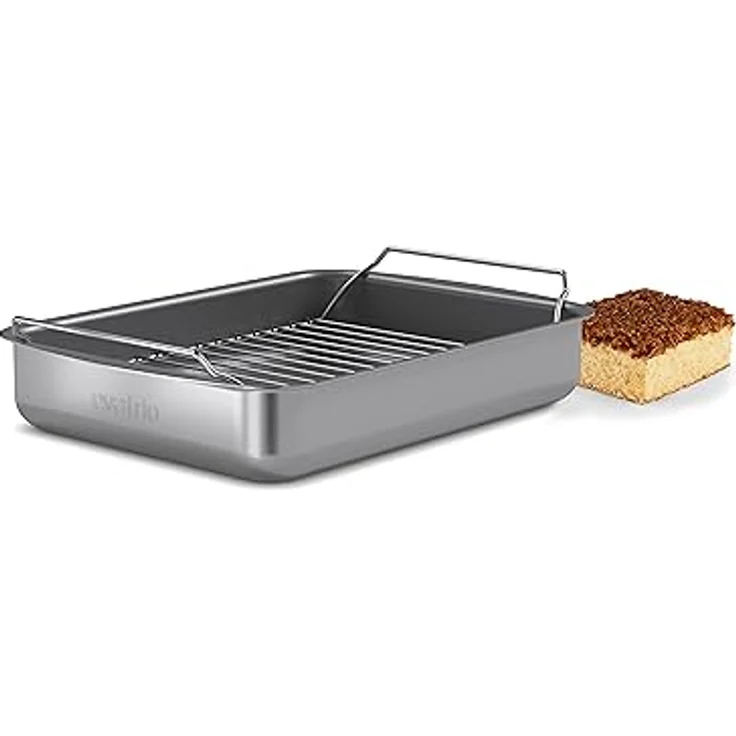 Eva Solo Professionell Bräter mit Rost 30x22 cm, keramische Slip-Let®-Antihaftbeschichtung, grau – Bild 2