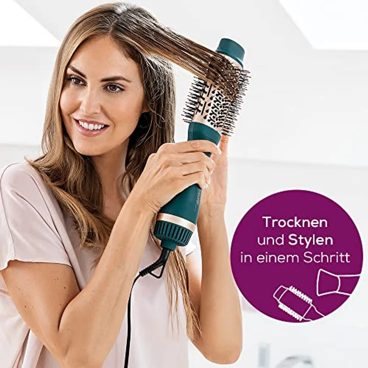 Beurer HC 45 Ocean Volumen- und Haartrocknungsbürste, Warmluftbürste, für mehr Volumen, Keramik-Keratin Beschichtung, 2 Heiz- und Gebläsestufen, Ionenfunktion, blaui – Bild 2