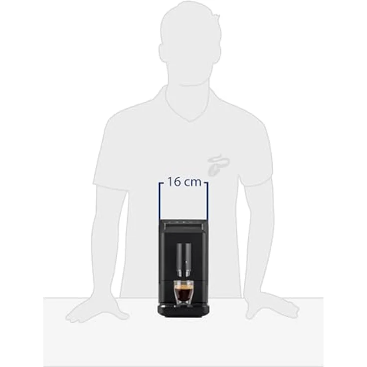 Tchibo Esperto mini, Kaffeevollautomat für Caffè Crema und Espresso, 16cm breit, schwarz, ideal für Küche, Camping und Studentenapartment – Bild 3