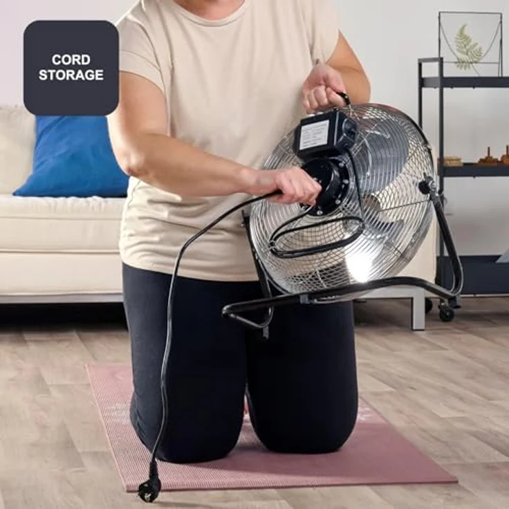 Black & Decker BXEFF61E, Standventilator, höhenverstellbar mit 3 Geschwindigkeiten und leisen Betrieb, Silber – Bild 7
