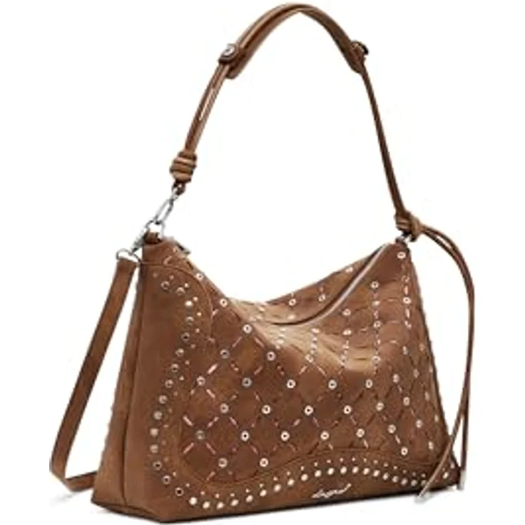 Desigual Yankee Leiria, Damen Handtasche aus hochwertigem Kunstleder, braun, mit geräumiger Innenaufteilung und originellem Design – Bild 1