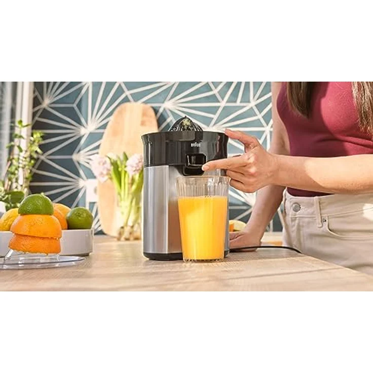 Braun CitrusQuick 5 CJ5050 BK Zitruspresse, Direkter Saftauslauf, Anti-Tropf-Auslauf, Start/Stopp-Automatik, einfache Reinigung, Direktserviersystem, Inklusive Schutzdeckel, 60W, Schwarz – Bild 5