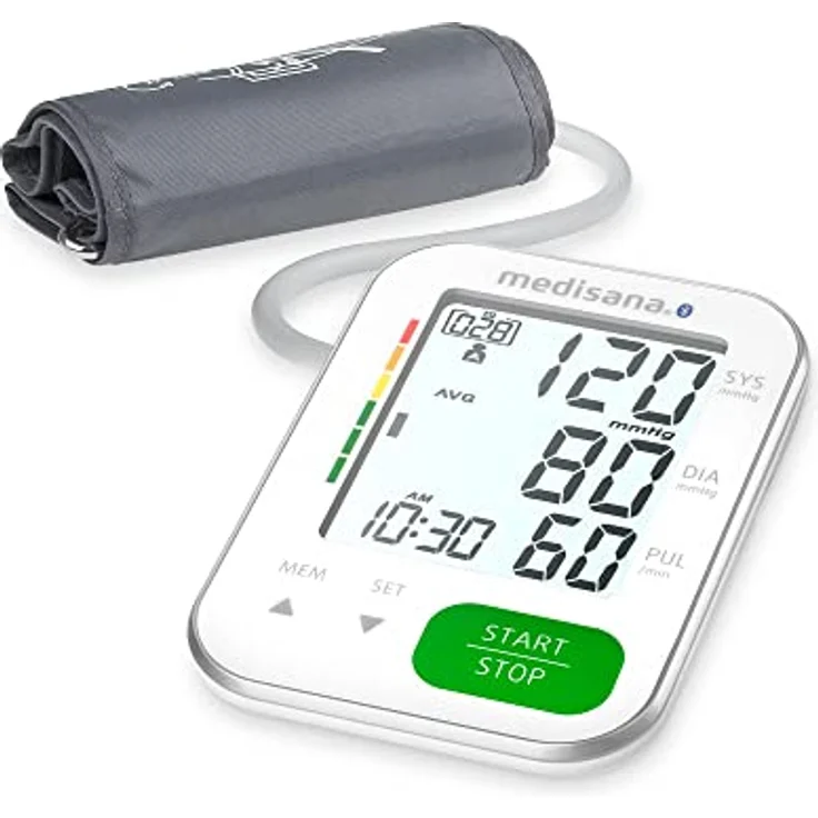 medisana BU 570 connect Oberarm-Blutdruckmessgerät, präzise Blutdruck und Pulsmessung mit Speicherfunktion und Bluetooth-App, Ampel-Skala, Funktion zur Anzeige eines unregelmäßigen Herzschlags – Bild 1