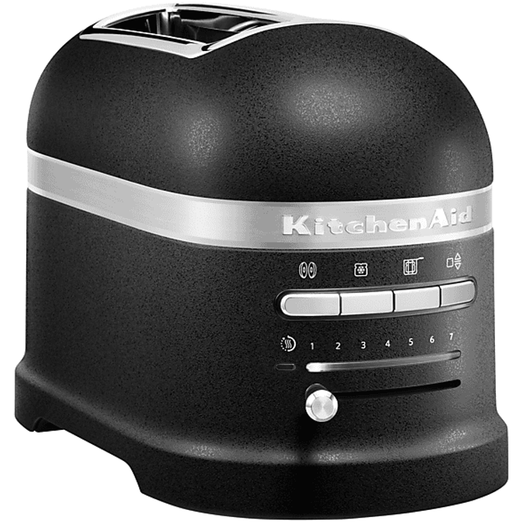 KITCHENAID 5 KMT 2204, Toaster Schwarz mit 1250 Watt, 2 Schlitze und Abtaufunktion