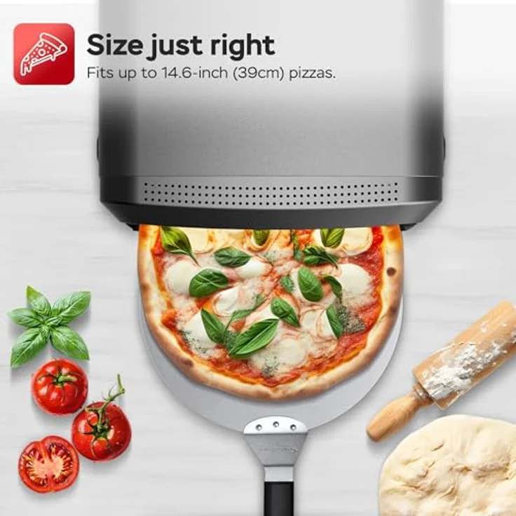 TurboTronic TT-PO14, Pizzaofen bis 450°C für 37cm Pizzen mit Pizzastein, 2200W elektrisch, Indoor/Outdoor, 6 Programme, mobiler Mini Backofen – Bild 5