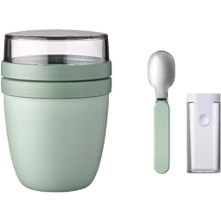 Mepal Lunchbox Klapplöffel Set mit Lunchpot Mini Ellipse, auslaufsicher, mikrowellen- und gefriergeeignet, Nordic Sage – Bild 1