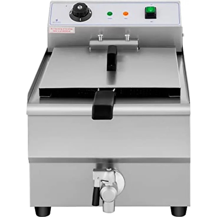 Royal Catering Elektro-Fritteuse Edelstahl RCEF 16EB (3.500 W, 16 l Kapazität, 50-200 °C, Kaltzone, Ablasshahn) – Bild 3