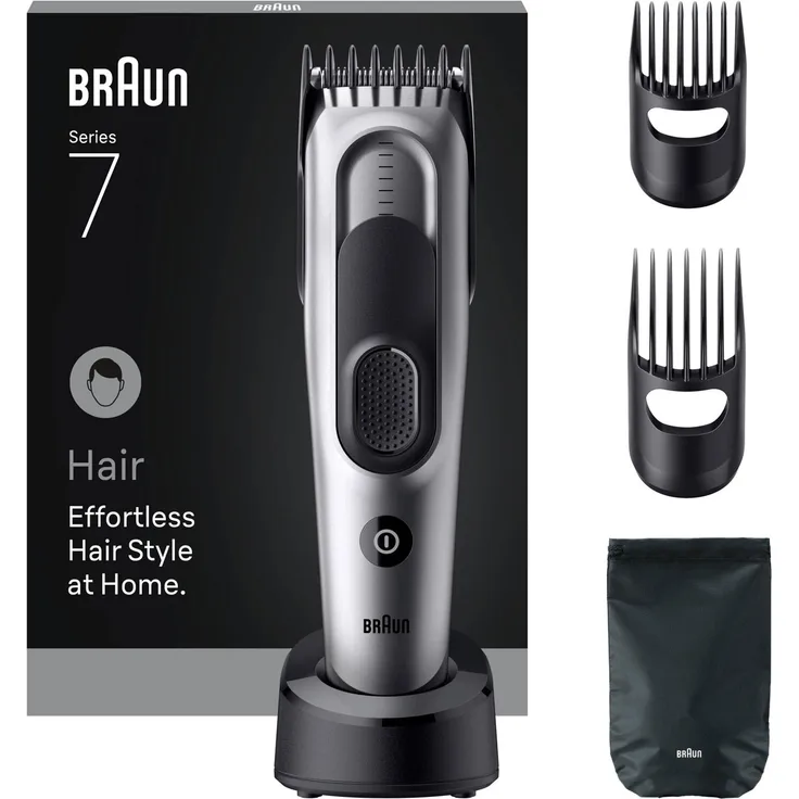 Braun HC7590, Haarschneider Series 7, Schwarz, Silber, 3 mm, 3,5 cm, 50 min, Integrierte Batterie, 1 h