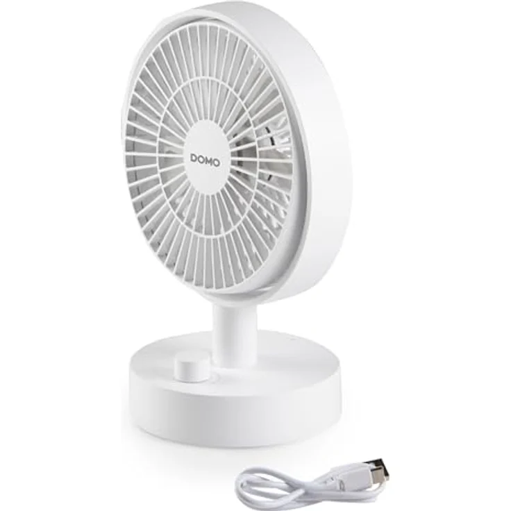 Domo Mini Camping Ventilator, tragbarer Akku-USB Ventilator, leise, oszillierend, 10 Geschwindigkeiten, 8 Stunden Akkulaufzeit, abnehmbares Schutzgitter – Bild 1