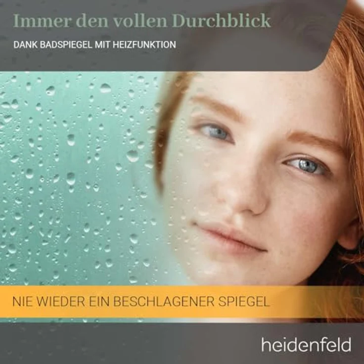 Heidenfeld Infrarot Spiegelheizung Infrarotheizung Wetteranzeige Wifi LED Licht (350 Watt),  – Bild 6