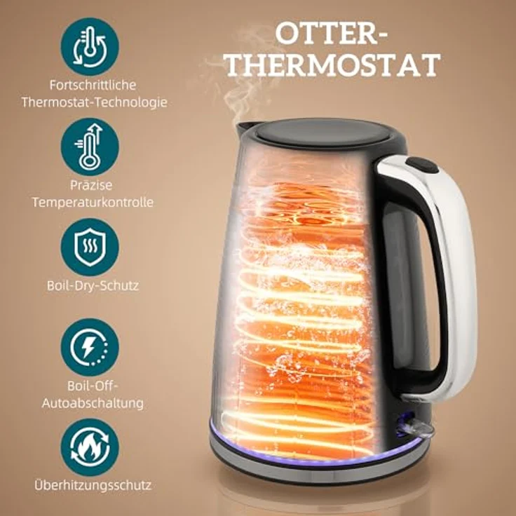 HOMCOM Toaster-Set mit Wasserkocher, 2200 W, 2-Schlitz-Toaster mit 7 Bräunungsstufen, Schwarz – Bild 3