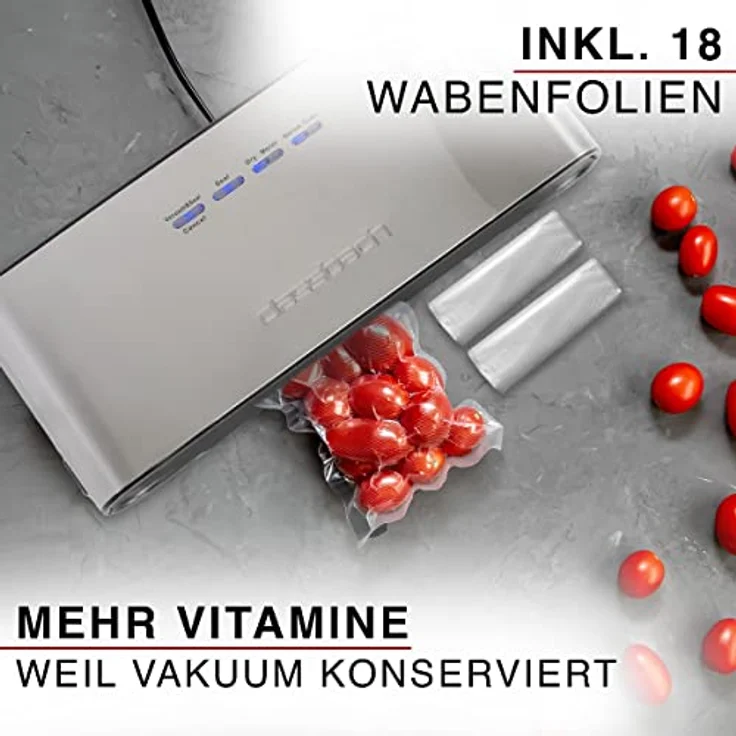 classbach® Vakuumiergerät Vakuumierer Set inkl. Vakuum Beutel, Lebensmittel Einschweißgerät für 8x längere Frische, perfekt als Sous Vide, C-VK 4000, Edelstahl – Bild 2