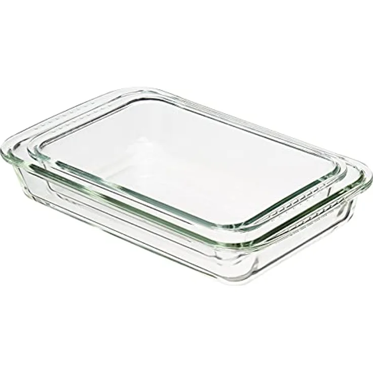 Amazon Basics Ofenfeste Auflaufformen aus Glas, 2er-Set, rechteckig (3 l und 2 l)
