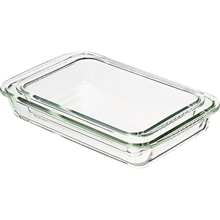 Amazon Basics Ofenfeste Auflaufformen aus Glas, 2er-Set, rechteckig (3 l und 2 l) – Bild 1