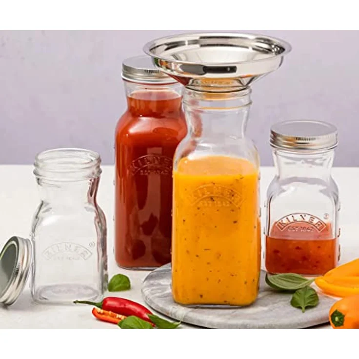 Kilner KIL Saft- und Saucenflasche 0,5l, transparentes Glas mit breiter Öffnung, 6er Set – Bild 2