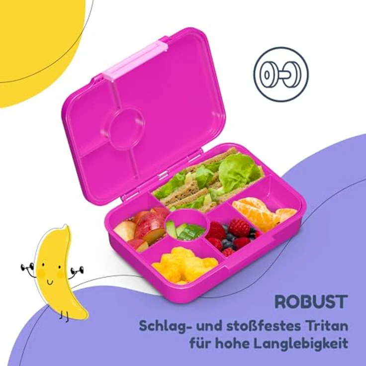 Schmatzfatz Lite Lunchbox, Unterteilte Brotdose für Kinder, BPA-frei, leicht und luftdicht – Bild 5