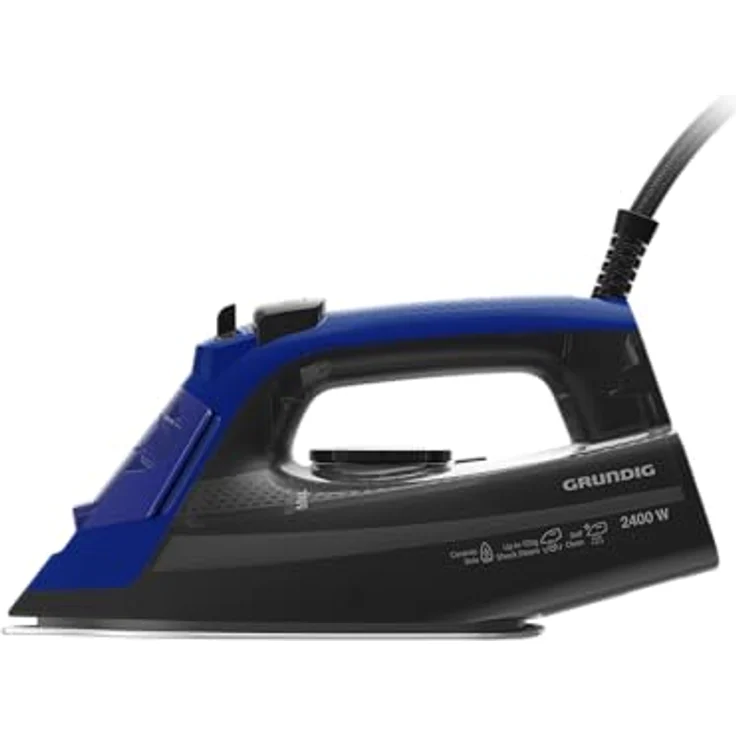 GRUNDIG SI 3450 L Dampfbügeleisen, 2.400 W, 120 g/Min Dampfstoß, 25 g/Min Dampfleistung, Keramik-Bügelsohle, 220 ml Wassertank, Blau/Schwarz – Bild 1