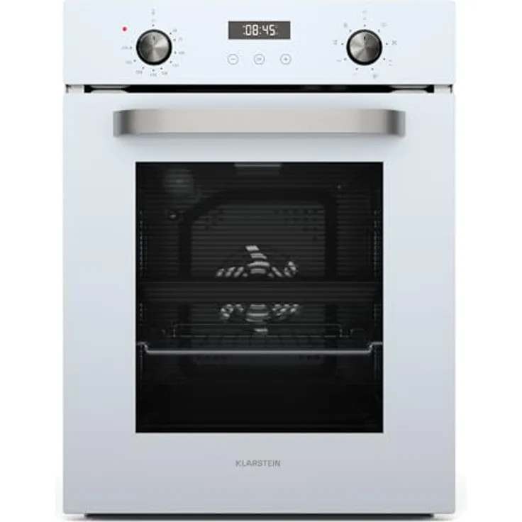 Klarstein SmartSlim Einbaubackofen 45 cm, 49 L, 9 Funktionen, Dampfreinigung, abnehmbare Glastür, schwarzes Glas, digitaler Timer