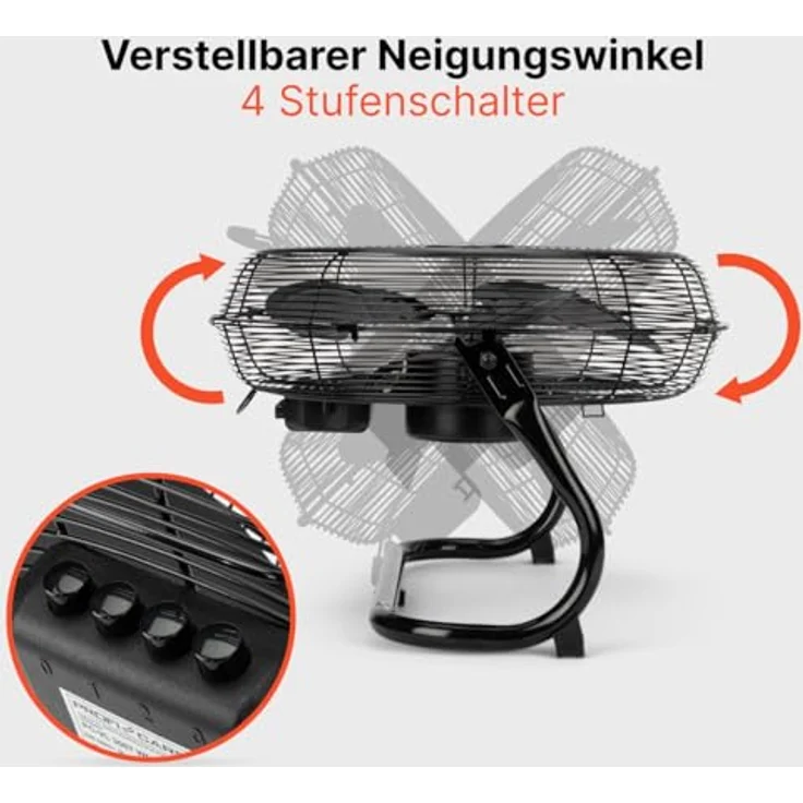 ProfiCare® Windmaschine mit 40 cm Ø | Ventilator verstellbarer Winkel | Bodenventilator 3 Stufen | Ventilator leise aus Metall | Luftkühler | Standlüfter | Raumkühler | PC-VL 3065 WM matt schwarz – Bild 2