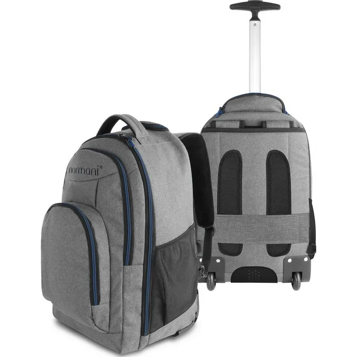 normani Daypack Rucksack mit Trolleyfunktion 30 Liter Yori, Trolley-Rucksack mit Rollen, Schwarz