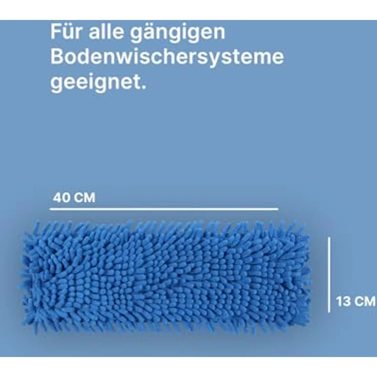 Bestlivings Ersatzbezug Blau für Bodenwischer (2er Pack) - 40cm - Chenille Wischbezug, für alle gängigen Klapphalter - Bezug für alle Bodenarten – Bild 2