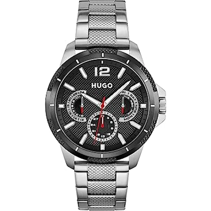 HUGO Multi Zifferblatt Quarz Uhr für Herren mit Silbernes Edelstahlarmband - 1530195
