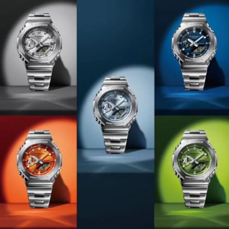 Casio GM-2110D-8AER G-Shock, Armbanduhr aus Edelstahl in Anthrazit, leicht tragbar für lässige und klassische Outfits – Bild 5