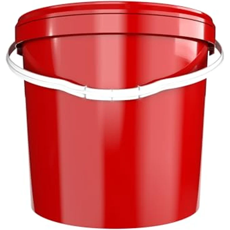 FixedByU Eimer mit Deckel 10 L, lebensmittelecht und stapelbar, rot, aus stabilem PP-Material – Bild 2