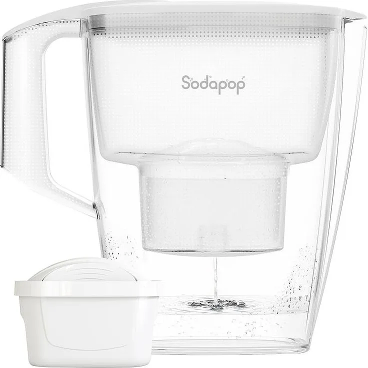 Sodapop Wasserfilterkanne Selina, 1,5 Liter, weiß, inkl. 10 Filterkartuschen für reines Trinkwasser