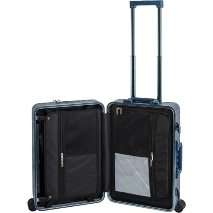 Travelhouse Hartschalen-Trolley Roma, 4 Rollen, mit USB und Getränkehalter Aluminium-Rahmen & Polycarbonat Hartschale, Handgepäckkoffer 55cm, blau – Bild 5