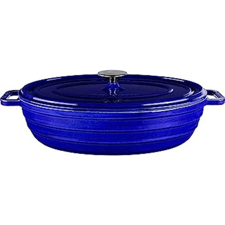 Sallys Gusseisenbräter Alime (Royal Blue Majolika) - Hochwertiges Gusseisenmaterial, vielseitig einsetzbar, geeignet für verschiedene Herdarten
