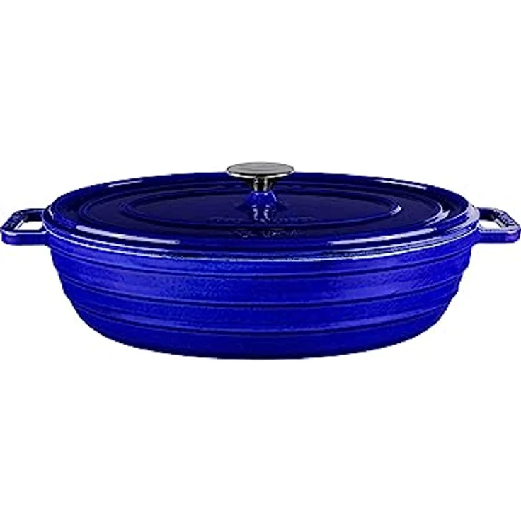 Sallys Gusseisenbräter Alime (Royal Blue Majolika) - Hochwertiges Gusseisenmaterial, vielseitig einsetzbar, geeignet für verschiedene Herdarten – Bild 1