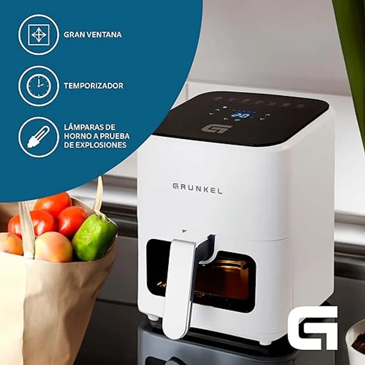 Grunkel 4L Heißluftfritteuse, 1200W, weiße Küchenmaschine – Bild 3