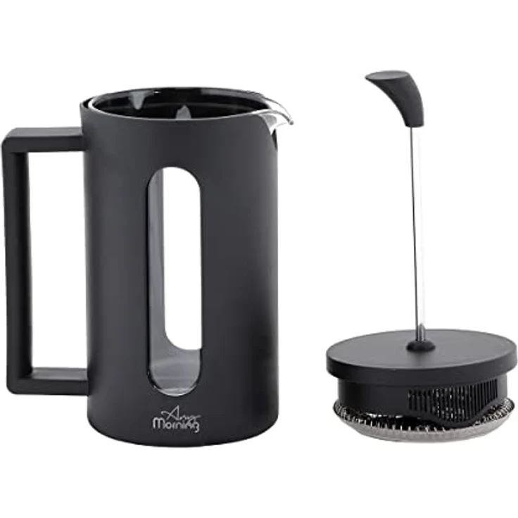 Any Morning French Press Kaffeemaschine | Borosilikatglas Heiß- und Kalt-Kaffeebereiter | Kaffee-Presse Edelstahlfilter | Langlebig | Hitzebeständig | Schwarz | 600 ML – Bild 4