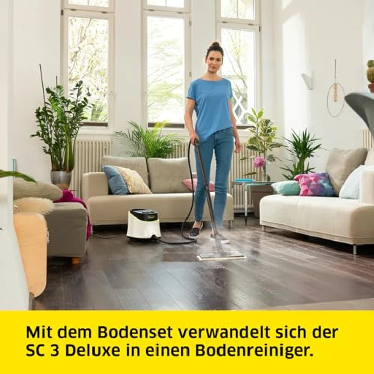 Kärcher Dampfreiniger SC 3 Deluxe, Dampfdruck: 3,5 bar, Aufheizzeit: 30 s, Leistung: 1.900 W, Flächenleistung: 75 m², Tank: 1 l, mit Bodenreinigungsset, Mikrofaser-Bezug, Düsen und Rundbürste – Bild 5