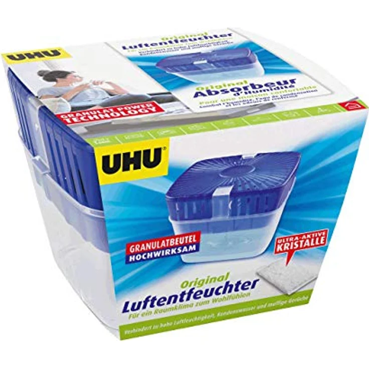 UHU Luftentfeuchter UHU Luftentfeuchter Original 450 g - Bekämpft Feuchtigkeit geruch- und lautlos, kein Energieverbrauch - weiß – Bild 3