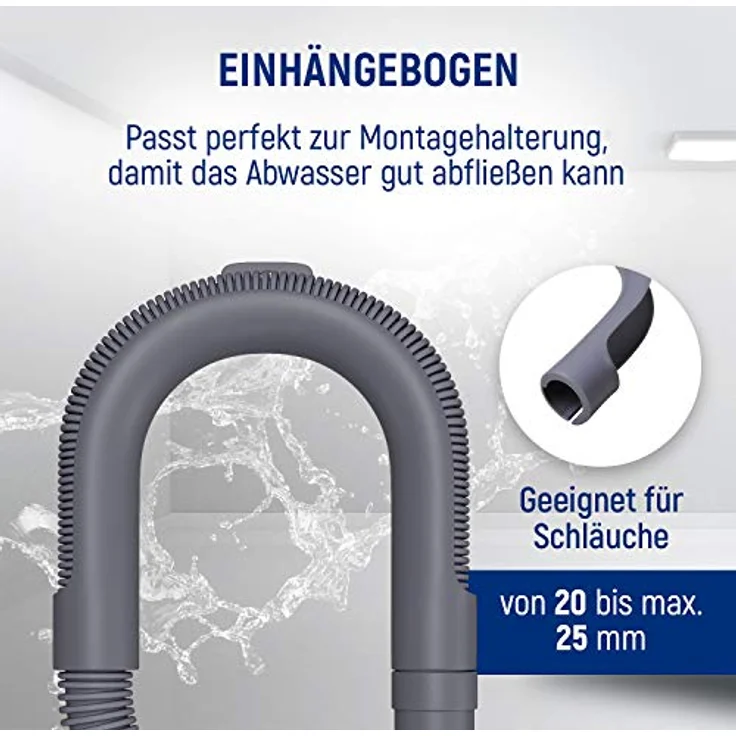 VIOKS Haltebogen Ablaufschlauch 180 Grad Bogen PVC - Halterung für Waschmaschine Ablaufschlauch & Schlauch Halterung für Geschirrspüler, Trockner – Bild 3