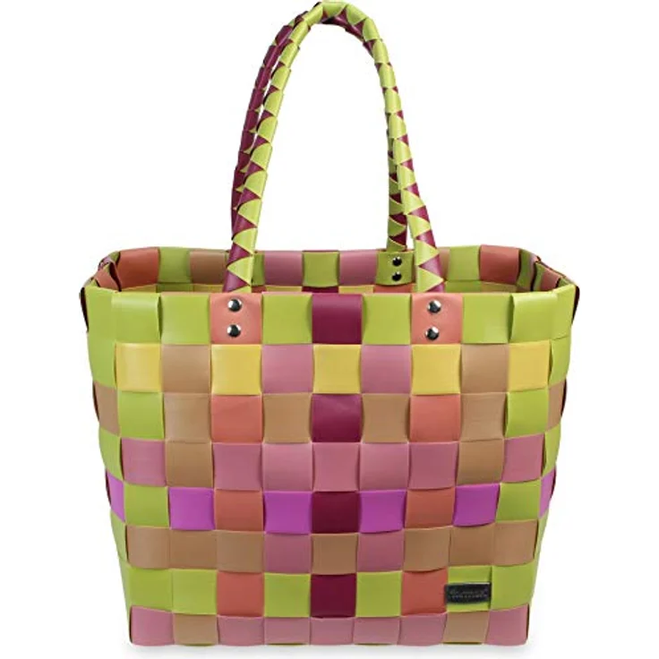 normani Einkaufstasche geflochten mit Henkeln, extra robuste Tragetasche aus 70% recyceltem Material, 20 Liter, Farbe Classic/Peach – Bild 1