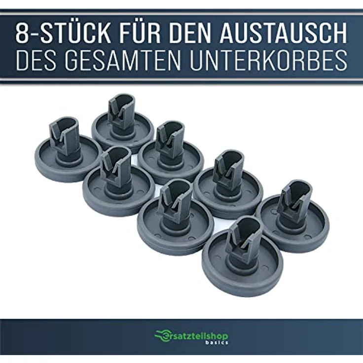 ersatzteilshop basics [8 Stk.] Rollen für Geschirrspüler Unterkorb universell einsetzbar Korbrollen für Spülmaschine von AEG, Favorit, Privileg, Zanussi u.v.m. – Bild 3